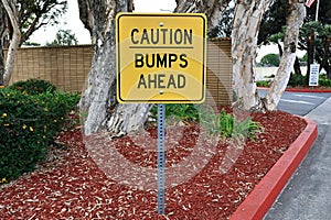 Caution Bumps Ahead Road Sign