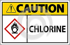 Caution Chlorine Oxidizer GHS Sign On White Background