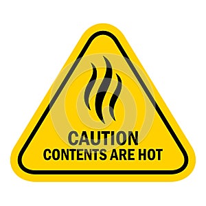 Caution contents are hot vector sign photo