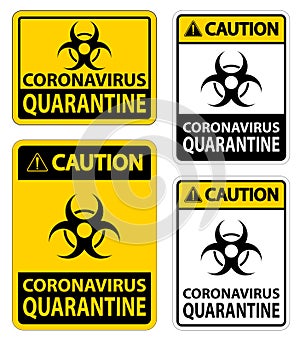 Caution Coronavirus Quarantine Sign Isolate On White Background,Vector Illustration EPS.10