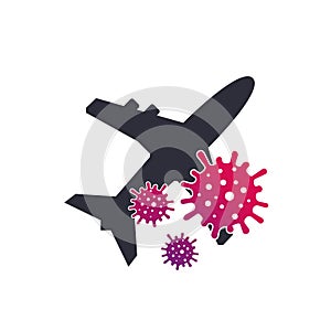 Caution coronavirus - stop flights. Stop coronavirus sign. flight cancellation, quarantine - flight prohibition. Vector