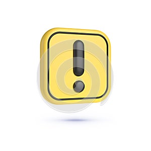 Caution 3d on white background. 3d yellow button. Computer 3d vector. 3d realistic yellow question mark vector