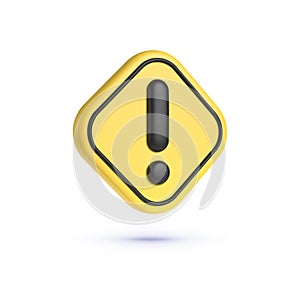 Caution 3d on white background. 3d yellow button. Computer 3d vector. 3d realistic yellow question mark vector