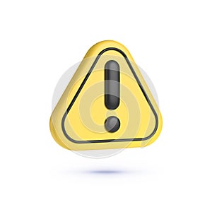 Caution 3d on white background. 3d yellow button. Computer 3d vector. 3d realistic yellow question mark vector
