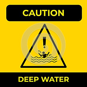 Caution deep water sign age vector drawing