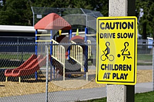 Caution Drive Slow Playground