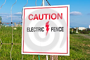 Caution Electric Fence warning sign