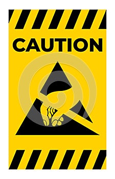 Caution Electrostatic Sensitive Device (ESD) Symbol Sign On White Background
