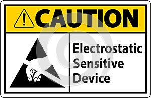 Caution Electrostatic Sensitive Device Sign On White Background