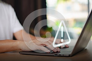 Caution failure system hacked warn alert concept