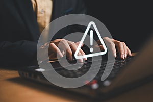 Caution failure system hacked warn alert concept