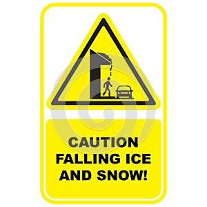 Caution falling ice and snow sign