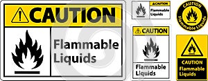 Caution Flammable Liquids Sign On White Background