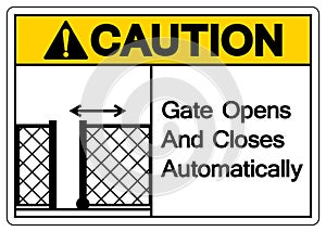 Caution Gate Opens and Closes Automatically Symbol Sign, Vector Illustration, Isolate On White Background Label. EPS10