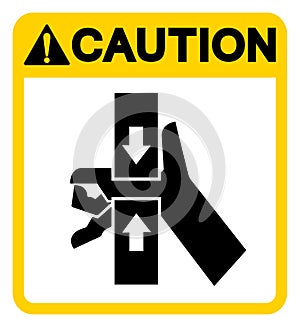 Caution Hand Crush Force From Top And Bottom Symbol Sign, Vector Illustration, Isolate On White Background Label .EPS10