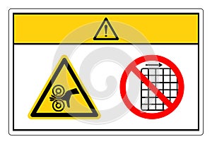 Caution Hand Entangle Left Do Not Remove Guard Symbol Sign, Vector Illustration, Isolate On White Background Label .EPS10