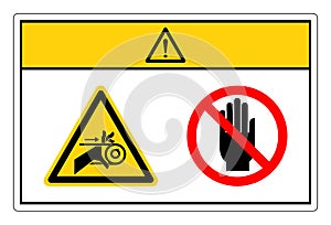 Caution Hand Entanglement Belt Drive Do Not Touch Symbol Sign, Vector Illustration, Isolate On White Background Label. EPS10