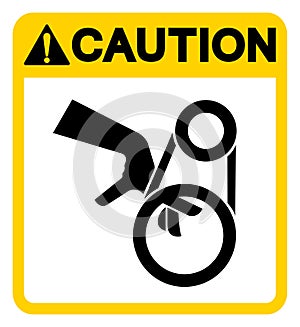 Caution Hand Entanglement Belt Drive Symbol Sign, Vector Illustration, Isolate On White Background Label .EPS10 photo