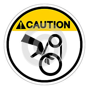 Caution Hand Entanglement Belt Drive Symbol Sign, Vector Illustration, Isolate On White Background Label .EPS10