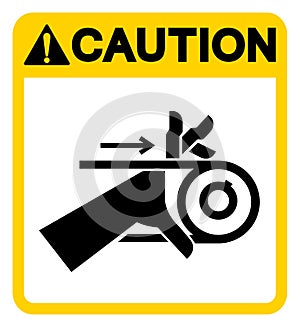 Caution Hand Entanglement Belt Drive Symbol Sign, Vector Illustration, Isolate On White Background Label .EPS10