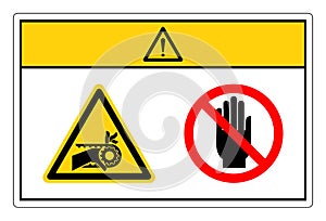 Caution Hand Entanglement Chain Drive Do Not Touch Symbol Sign, Vector Illustration, Isolate On White Background Label. EPS10