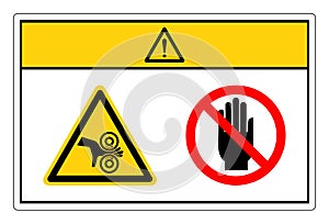 Caution Hand Entanglement Rollers Do Not Touch Symbol Sign, Vector Illustration, Isolate On White Background Label. EPS10