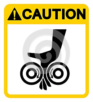 Caution Hand Entanglement Rollers Symbol Sign, Vector Illustration, Isolate On White Background Label .EPS10 photo
