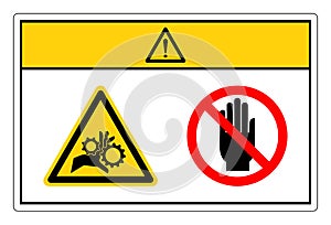 Caution Hand Entanglement Rotating Gears Do Not Touch Symbol Sign, Vector Illustration, Isolate On White Background Label. EPS10