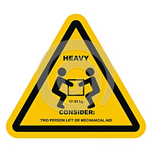 Caution, handling heavy loads, yellow background, eps. photo