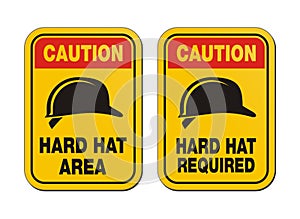 Caution hard hat required signs - yellow signs