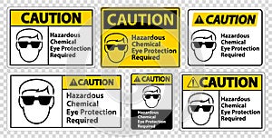 Caution Hazardous Chemical Eye Protection Required Symbol Sign Isolate on transparent Background,Vector Illustration