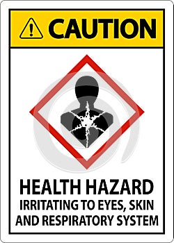 Caution Health Hazard GHS Sign On White Background