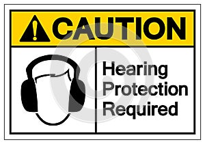 Caution Hearing Protection Required Symbol Sign, Vector Illustration, Isolate On White Background Label. EPS10