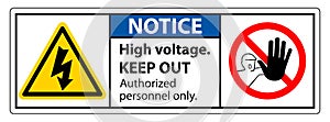 Caution High Voltage Keep Out Sign Isolate On White Background,Vector Illustration