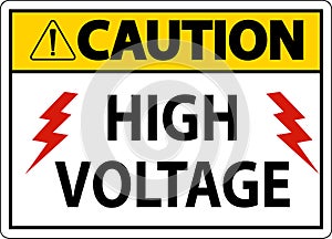 Caution High Voltage Sign On White Background