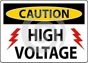 Caution High Voltage Sign On White Background