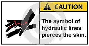 Caution hydraulic lines piercing the skin Sign