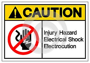 Caution Injury Hazard Electrical Shock Electrocution Symbol Sign, Vector Illustration, Isolate On White Background Label .EPS10