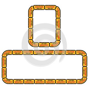 Caution keep out signs. curve rectangular empty outer frame of danger and warning signs.