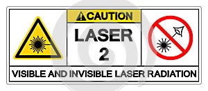 Caution Laser 2 Visible And Invisible Laser Radiation Symbol Sign ,Vector Illustration, Isolate On White Background Label. EPS10