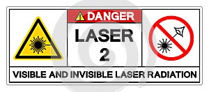 Caution Laser 2 Visible And Invisible Laser Radiation Symbol Sign ,Vector Illustration, Isolate On White Background Label. EPS10