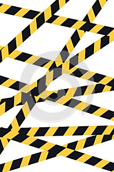 Caution line on black background, pandemic area poster, vector illustration