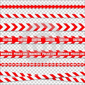 Caution lines isolated. Warning tapes. Danger signs. Vector