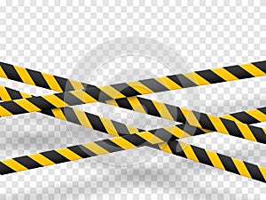 Caution lines isolated. Warning tapes. Danger signs. Vector illustration.