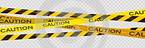 Caution lines isolated. Warning tapes. Danger signs. Vector illustration