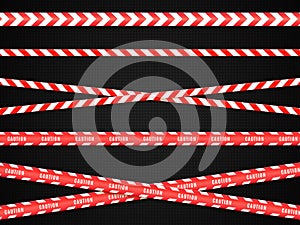 Caution lines . Warning tapes. Danger signs. Vector