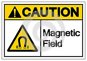 Caution Magnetic Field Symbol Sign, Vector Illustration, Isolate On White Background Label .EPS10
