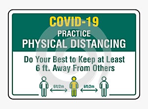 Caution maintain social distancing 6ft due to coronavirus sign