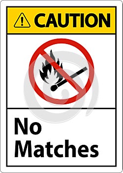 Caution No Fire, No Matches or Open Flame Sign