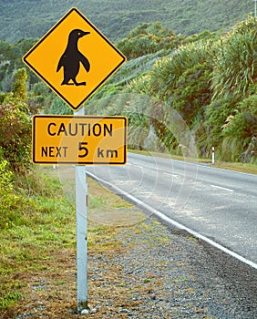 Caution penguin sign